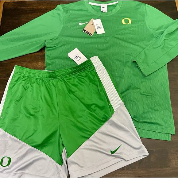 Nike Oregon Ducks Football Pocket 7" Short Men's Large Green Gray + Pullover Net - Picture 1 of 6